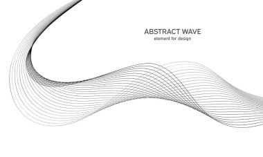 Tasarım için soyut dalga elemanı. Dijital frekans dengeleyici. Tarzlanmış çizgi sanat arka planı. Vektör çizimi. Karıştırma aracı kullanılarak oluşturulan çizgilerle dalga. Dalgalı kıvrımlı çizgi, düz çizgi