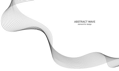 Tasarım için soyut dalga elemanı. Dijital frekans dengeleyici. Tarzlanmış çizgi sanat arka planı. Vektör çizimi. Karıştırma aracı kullanılarak oluşturulan çizgilerle dalga. Dalgalı kıvrımlı çizgi, düz çizgi