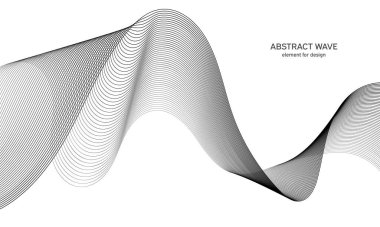 Tasarım için soyut dalga elemanı. Dijital frekans dengeleyici. Tarzlanmış çizgi sanat arka planı. Vektör çizimi. Karıştırma aracı kullanılarak oluşturulan çizgilerle dalga. Dalgalı kıvrımlı çizgi, düz çizgi
