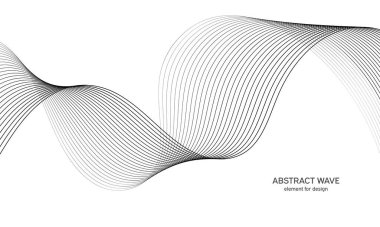 Tasarım için soyut dalga elemanı. Dijital frekans dengeleyici. Tarzlanmış çizgi sanat arka planı. Vektör çizimi. Karıştırma aracı kullanılarak oluşturulan çizgilerle dalga. Dalgalı kıvrımlı çizgi, düz çizgi