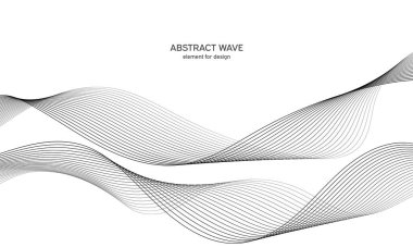 Tasarım için soyut dalga elemanı. Dijital frekans dengeleyici. Tarzlanmış çizgi sanat arka planı. Vektör çizimi. Karıştırma aracı kullanılarak oluşturulan çizgilerle dalga. Dalgalı kıvrımlı çizgi, düz çizgi