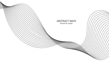 Tasarım için soyut dalga elemanı. Dijital frekans dengeleyici. Tarzlanmış çizgi sanat arka planı. Vektör çizimi. Karıştırma aracı kullanılarak oluşturulan çizgilerle dalga. Dalgalı kıvrımlı çizgi, düz çizgi