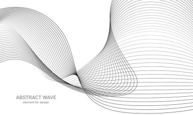Tasarım için soyut dalga elemanı. Dijital frekans dengeleyici. Tarzlanmış çizgi sanat arka planı. Vektör çizimi. Karıştırma aracı kullanılarak oluşturulan çizgilerle dalga. Dalgalı kıvrımlı çizgi, düz çizgi