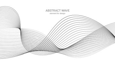 Tasarım için soyut dalga elemanı. Dijital frekans dengeleyici. Tarzlanmış çizgi sanat arka planı. Vektör çizimi. Karıştırma aracı kullanılarak oluşturulan çizgilerle dalga. Dalgalı kıvrımlı çizgi, düz çizgi