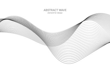 Tasarım için soyut dalga elemanı. Dijital frekans dengeleyici. Tarzlanmış çizgi sanat arka planı. Vektör çizimi. Karıştırma aracı kullanılarak oluşturulan çizgilerle dalga. Dalgalı kıvrımlı çizgi, düz çizgi