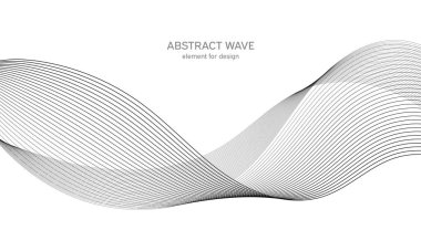 Tasarım için soyut dalga elemanı. Dijital frekans dengeleyici. Tarzlanmış çizgi sanat arka planı. Vektör çizimi. Karıştırma aracı kullanılarak oluşturulan çizgilerle dalga. Dalgalı kıvrımlı çizgi, düz çizgi