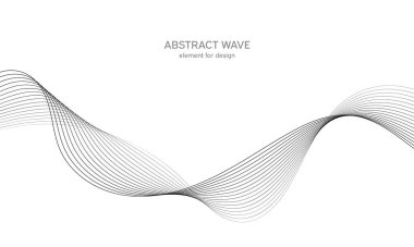 Tasarım için soyut dalga elemanı. Dijital frekans dengeleyici. Tarzlanmış çizgi sanat arka planı. Vektör çizimi. Karıştırma aracı kullanılarak oluşturulan çizgilerle dalga. Dalgalı kıvrımlı çizgi, düz çizgi