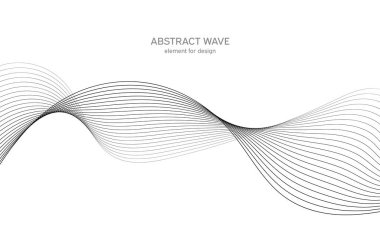 Tasarım için soyut dalga elemanı. Dijital frekans dengeleyici. Tarzlanmış çizgi sanat arka planı. Vektör çizimi. Karıştırma aracı kullanılarak oluşturulan çizgilerle dalga. Dalgalı kıvrımlı çizgi, düz çizgi