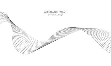 Tasarım için soyut dalga elemanı. Dijital frekans dengeleyici. Tarzlanmış çizgi sanat arka planı. Vektör çizimi. Karıştırma aracı kullanılarak oluşturulan çizgilerle dalga. Dalgalı kıvrımlı çizgi, düz çizgi