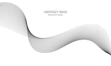 Tasarım için soyut dalga elemanı. Dijital frekans dengeleyici. Tarzlanmış çizgi sanat arka planı. Vektör çizimi. Karıştırma aracı kullanılarak oluşturulan çizgilerle dalga. Dalgalı kıvrımlı çizgi, düz çizgi