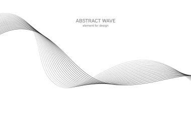 Tasarım için soyut dalga elemanı. Dijital frekans dengeleyici. Tarzlanmış çizgi sanat arka planı. Vektör çizimi. Karıştırma aracı kullanılarak oluşturulan çizgilerle dalga. Dalgalı kıvrımlı çizgi, düz çizgi