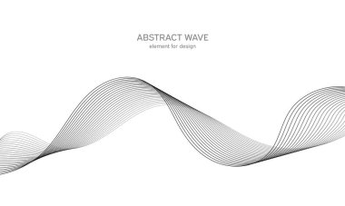 Tasarım için soyut dalga elemanı. Dijital frekans dengeleyici. Tarzlanmış çizgi sanat arka planı. Vektör çizimi. Karıştırma aracı kullanılarak oluşturulan çizgilerle dalga. Dalgalı kıvrımlı çizgi, düz çizgi