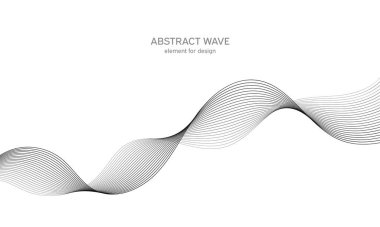 Tasarım için soyut dalga elemanı. Dijital frekans dengeleyici. Tarzlanmış çizgi sanat arka planı. Vektör çizimi. Karıştırma aracı kullanılarak oluşturulan çizgilerle dalga. Dalgalı kıvrımlı çizgi, düz çizgi