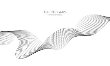 Tasarım için soyut dalga elemanı. Dijital frekans dengeleyici. Tarzlanmış çizgi sanat arka planı. Vektör çizimi. Karıştırma aracı kullanılarak oluşturulan çizgilerle dalga. Dalgalı kıvrımlı çizgi, düz çizgi