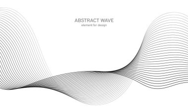 Tasarım için soyut dalga elemanı. Dijital frekans dengeleyici. Tarzlanmış çizgi sanat arka planı. Vektör çizimi. Karıştırma aracı kullanılarak oluşturulan çizgilerle dalga. Dalgalı kıvrımlı çizgi, düz çizgi