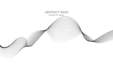 Tasarım için soyut dalga elemanı. Dijital frekans dengeleyici. Tarzlanmış çizgi sanat arka planı. Vektör çizimi. Karıştırma aracı kullanılarak oluşturulan çizgilerle dalga. Dalgalı kıvrımlı çizgi, düz çizgi