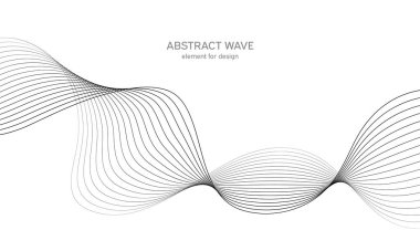 Tasarım için soyut dalga elemanı. Dijital frekans dengeleyici. Tarzlanmış çizgi sanat arka planı. Vektör çizimi. Karıştırma aracı kullanılarak oluşturulan çizgilerle dalga. Dalgalı kıvrımlı çizgi, düz çizgi
