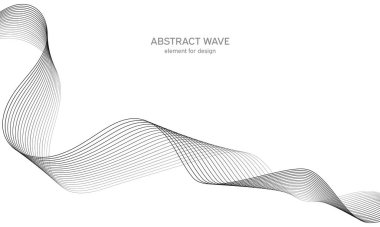 Tasarım için soyut dalga elemanı. Dijital frekans dengeleyici. Tarzlanmış çizgi sanat arka planı. Vektör çizimi. Karıştırma aracı kullanılarak oluşturulan çizgilerle dalga. Dalgalı kıvrımlı çizgi, düz çizgi