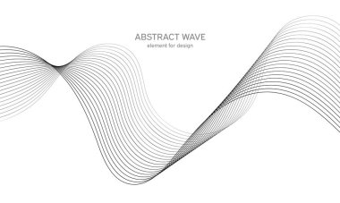 Tasarım için soyut dalga elemanı. Dijital frekans dengeleyici. Tarzlanmış çizgi sanat arka planı. Vektör çizimi. Karıştırma aracı kullanılarak oluşturulan çizgilerle dalga. Dalgalı kıvrımlı çizgi, düz çizgi
