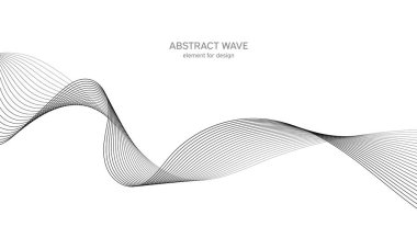 Tasarım için soyut dalga elemanı. Dijital frekans dengeleyici. Tarzlanmış çizgi sanat arka planı. Vektör çizimi. Karıştırma aracı kullanılarak oluşturulan çizgilerle dalga. Dalgalı kıvrımlı çizgi, düz çizgi
