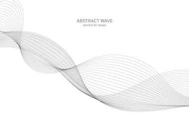 Tasarım için soyut dalga elemanı. Dijital frekans dengeleyici. Tarzlanmış çizgi sanat arka planı. Vektör çizimi. Karıştırma aracı kullanılarak oluşturulan çizgilerle dalga. Dalgalı kıvrımlı çizgi, düz çizgi