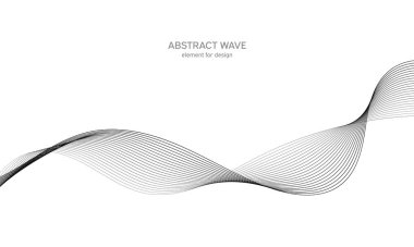 Tasarım için soyut dalga elemanı. Dijital frekans dengeleyici. Tarzlanmış çizgi sanat arka planı. Vektör çizimi. Karıştırma aracı kullanılarak oluşturulan çizgilerle dalga. Dalgalı kıvrımlı çizgi, düz çizgi