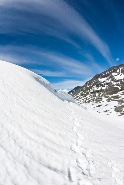 蓝蓝的天空和雪在挪威 — 图库照片