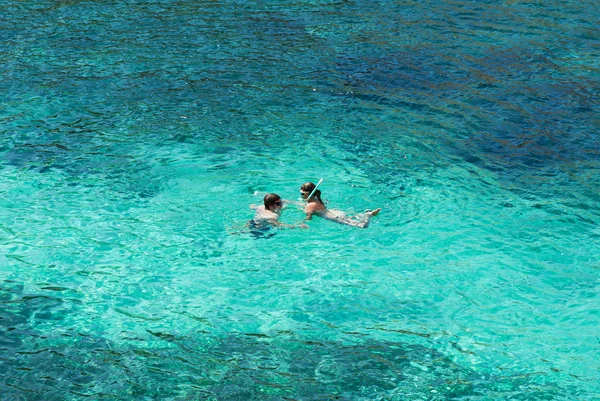 Tych w błękitne laguny na Malcie — Zdjęcie stockowe