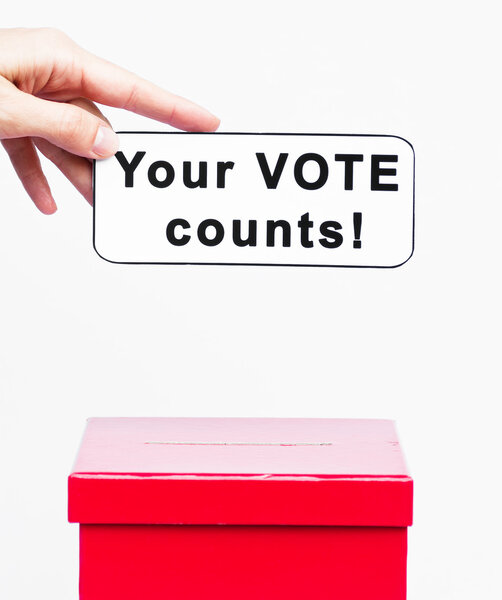 Vote concept with red ballot box
