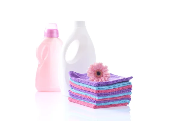 Towels, and laundry detergents — Stock Photo, Image