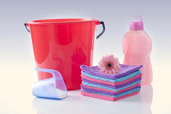 Towels, and laundry detergents — Stock Photo, Image