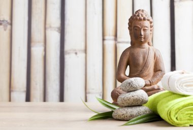 Ayurveda sembolleri gevşeme ve iç güzelliği, Buda ve meditasyon için
