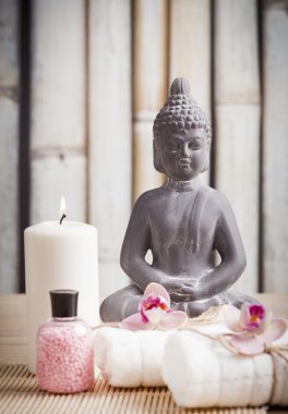 Ayurveda sembolleri gevşeme ve iç güzelliği, Buda ve meditasyon için