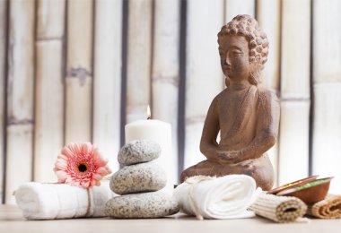 Buda figürü ile sağlıklı yaşam ve spa konsept