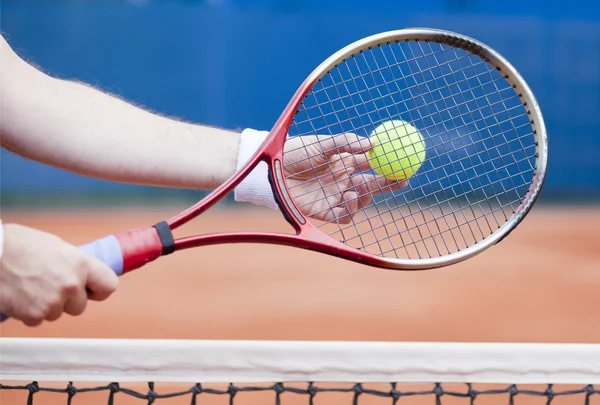 Playing tennis, roland garros court type — Stock Photo, Image