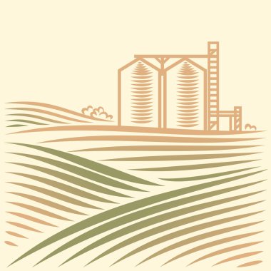 Landscape with one Grain Elevator clipart