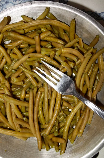 Gedünstete Grüne Bohnen Einer Schüssel — Stockfoto