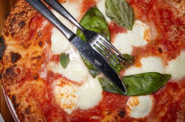 Milano, Italy - September 26, 2021 : Pizza margherita close up