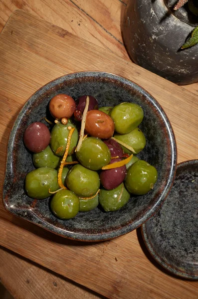 Olives Orange Zest Spices — Zdjęcie stockowe