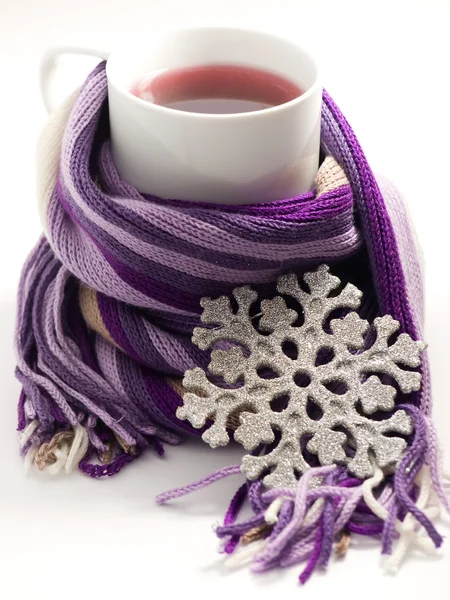 Tea in the purple scarf — Stock Photo, Image