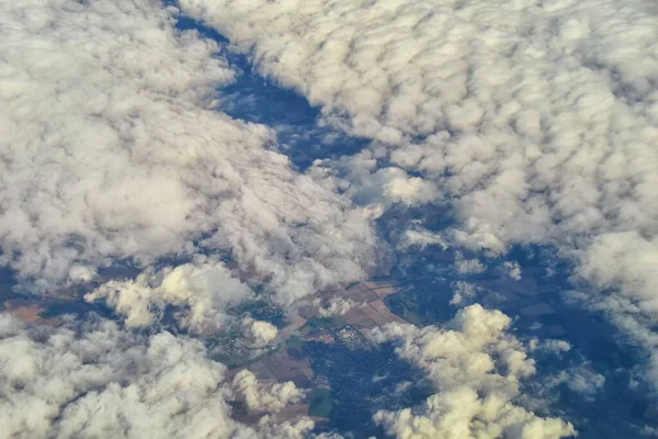 Αγγλία Αγροτικό Τοπίο Χωράφια Λιβάδια Και Σύννεφα Αεροφωτογραφία Από Αεροπλάνο — Φωτογραφία Αρχείου