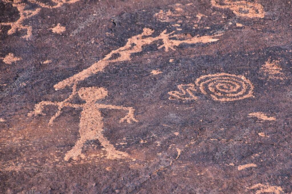 Petroglyphs Rock Paintings St Utah on Land Hill from Ancestral