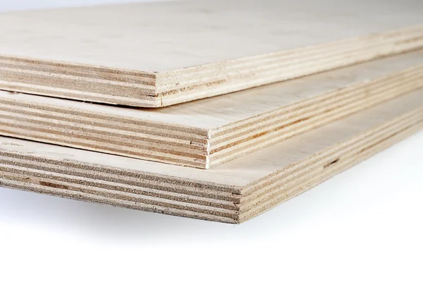 Three light plywood boards stacked — Stock Photo, Image