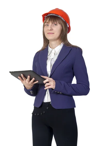 Business woman in protective helmet — Stock Photo, Image