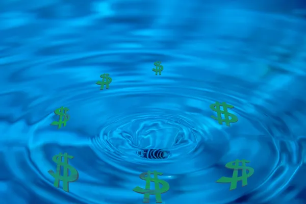 Abstract drain money, bankruptcy, green dollars — Stock Photo, Image