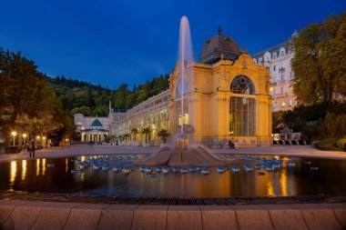 Famous Singing Fountain in the center of Great Czech spa town Marianske Lazne (Marienbad) - Czech Republic - Europe