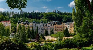 Marianske Lazne 'nin Spa Merkezi (Marienbad) - Ana spa sütun manzarası - Çek Cumhuriyeti, Avrupa