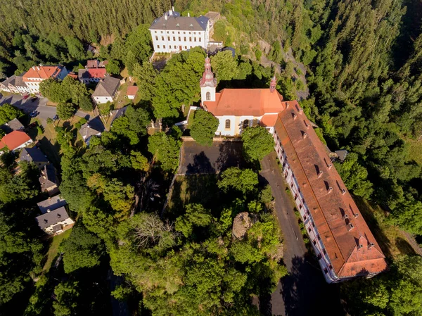 Aerial View Amazing Czech Smallest City Rabstejn Nad Strelou Which — Stock Photo, Image