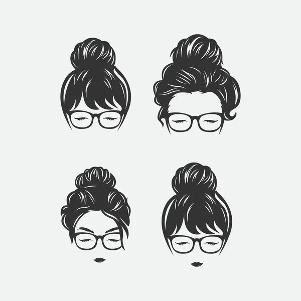 Vector Set Different Female Icons Trendy Flat Style Eps — Stock Vector