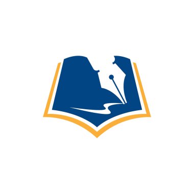 Eğitim logosu logo vektör görüntüsü öğreniyor. Negatif uzay tarzı tasarım vektörü içeren kalem